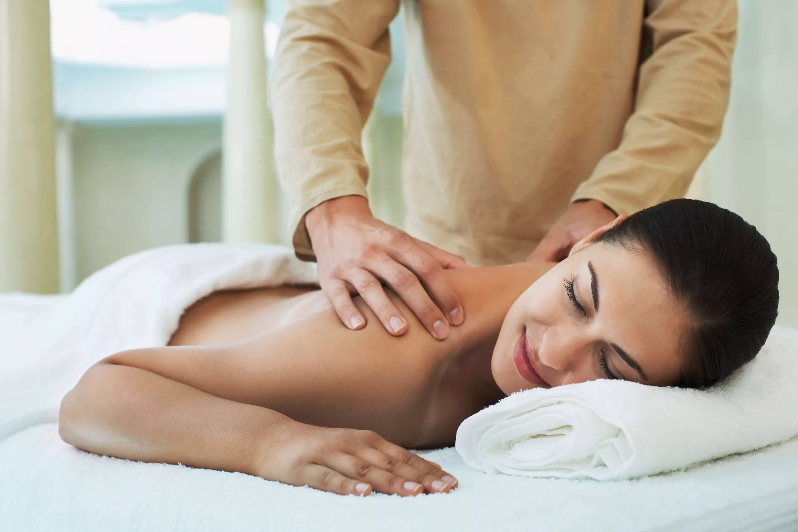 Young woman receiving a massage